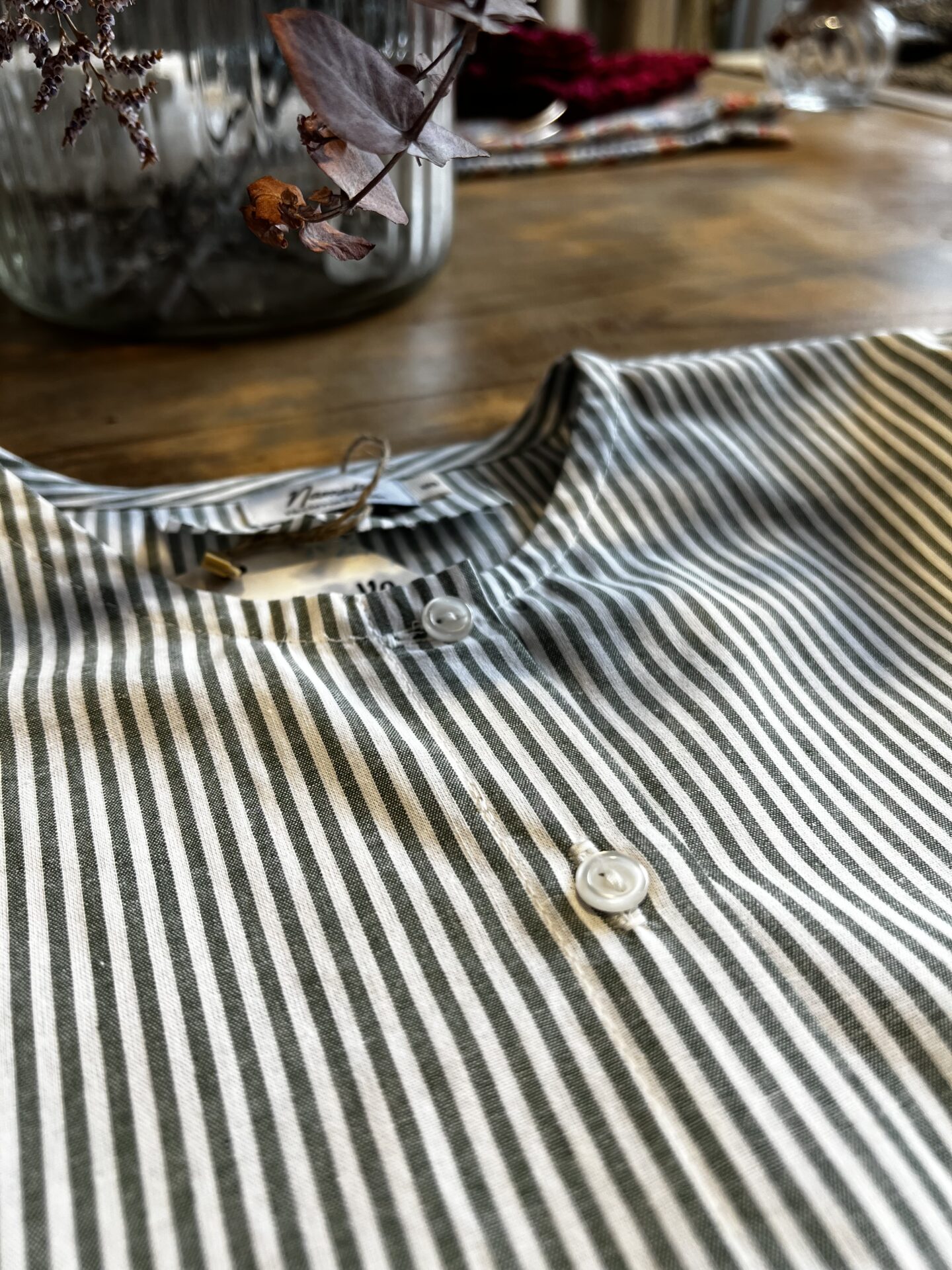 Camisa manga abullonada raya verde - Imagen 4