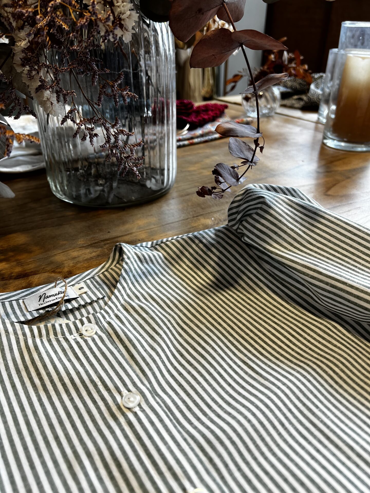 Camisa manga abullonada raya verde