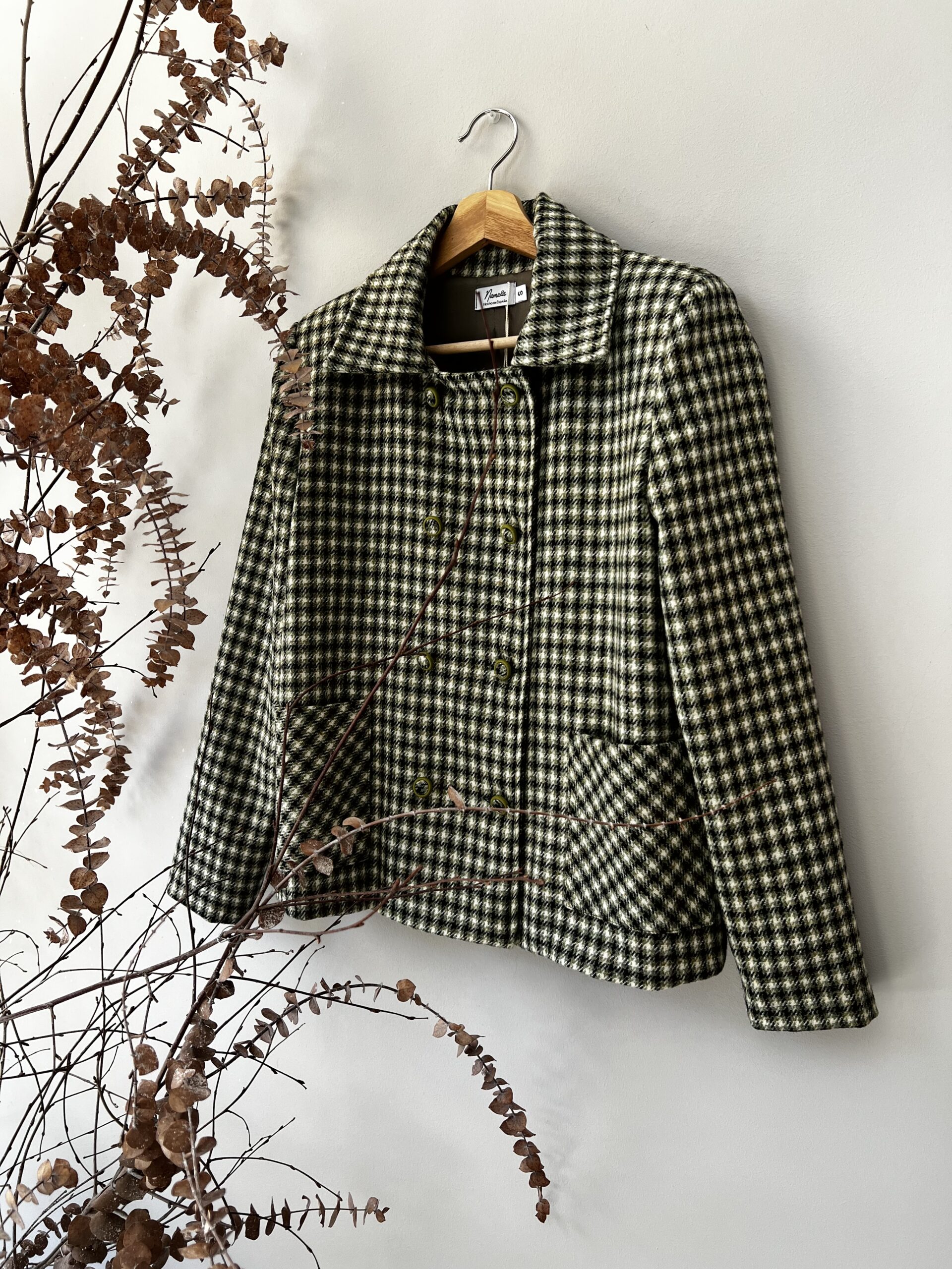 Chaqueta pliegue cuadro verde