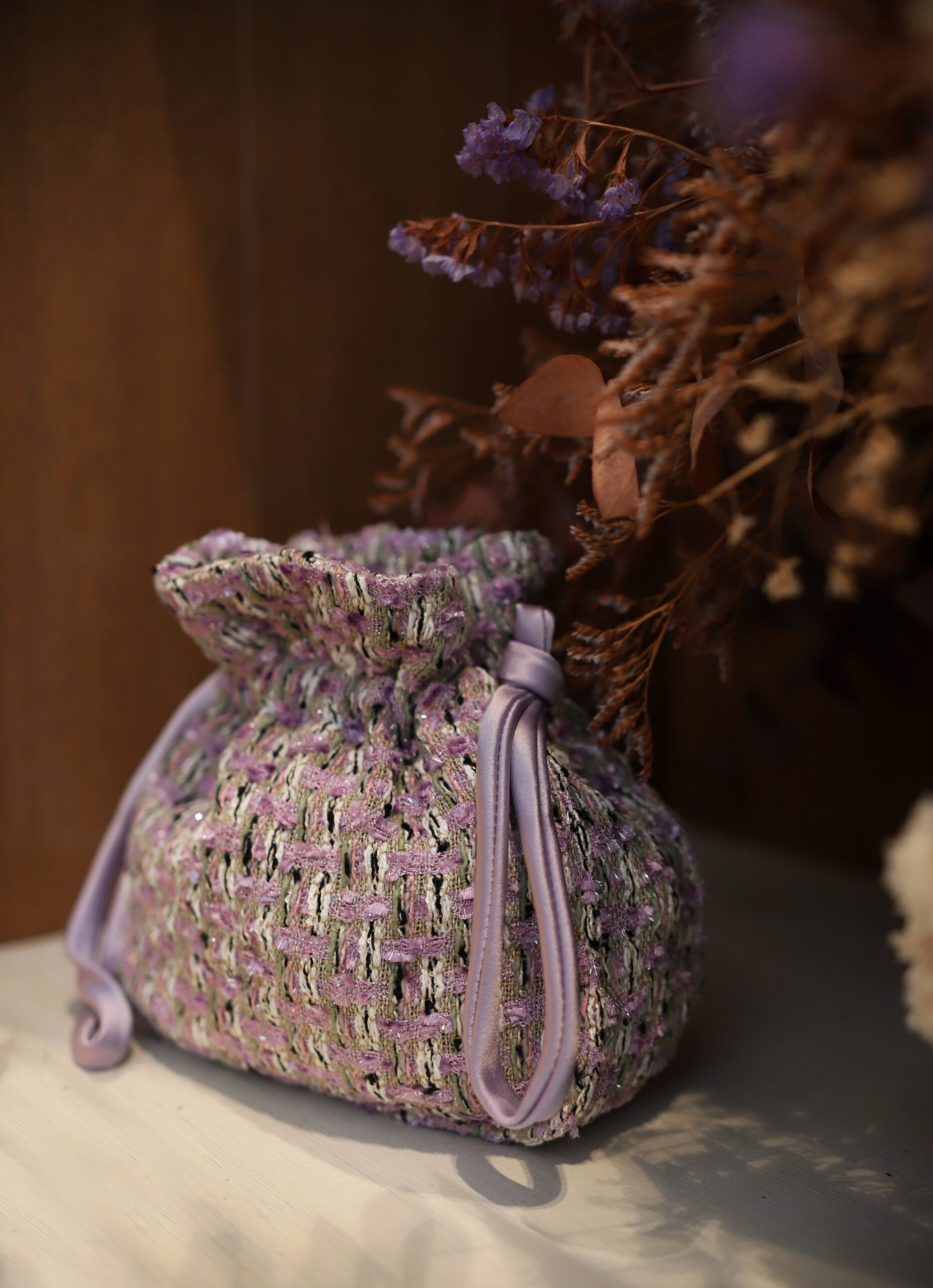 Bombonera tweed lila