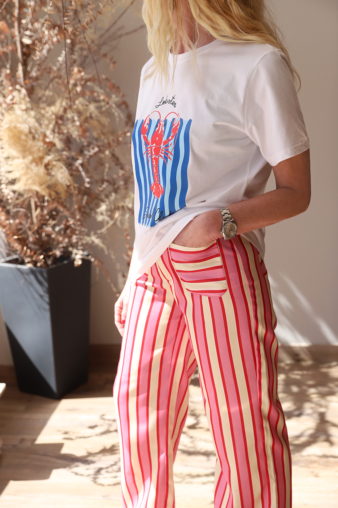 Pantalón rayas Rojo